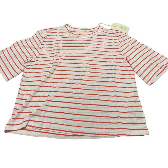 Universal Thread Women's Striped Linen Boxy Short Sleeve T-Shirt - Size XS - NWT - Picture 1 of 8